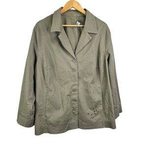 Pennington's Green Cotton Blazer Jacket Size 24 100% Cotton